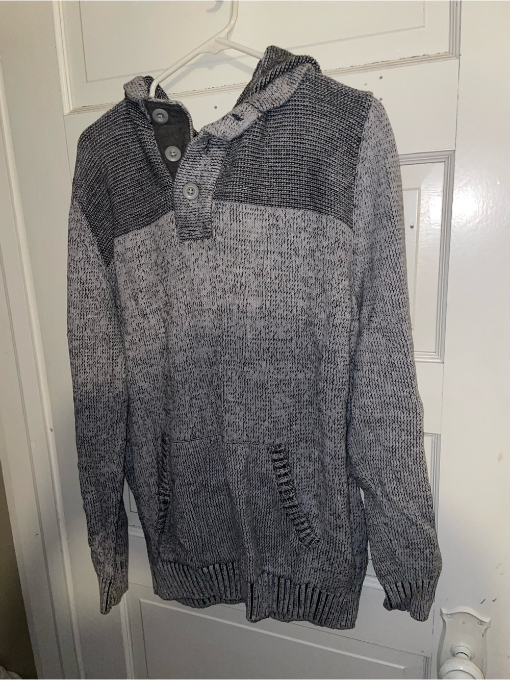 Retrofit Men's Two-Tone Grey Knit Hooded Crewneck